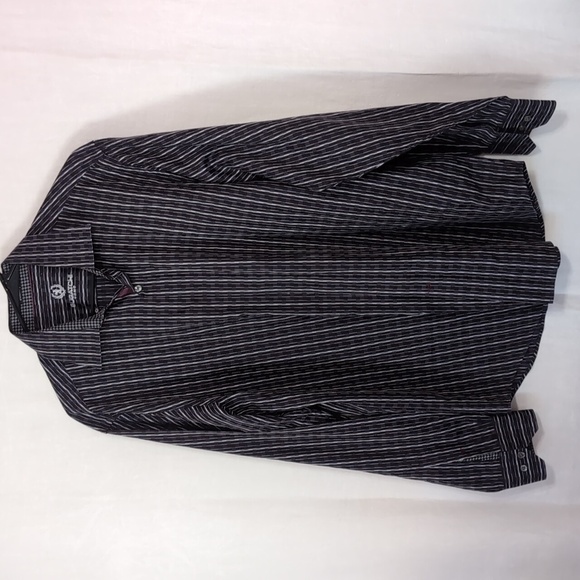 Bugatchi Classic Fit Grey Black Long Sleeve Button Up Size Large - Picture 1 of 5